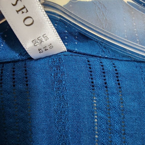 Dressfo NWT faux wrap front tab sleeve v-neck blouse woman's size 10 - Picture 3 of 10